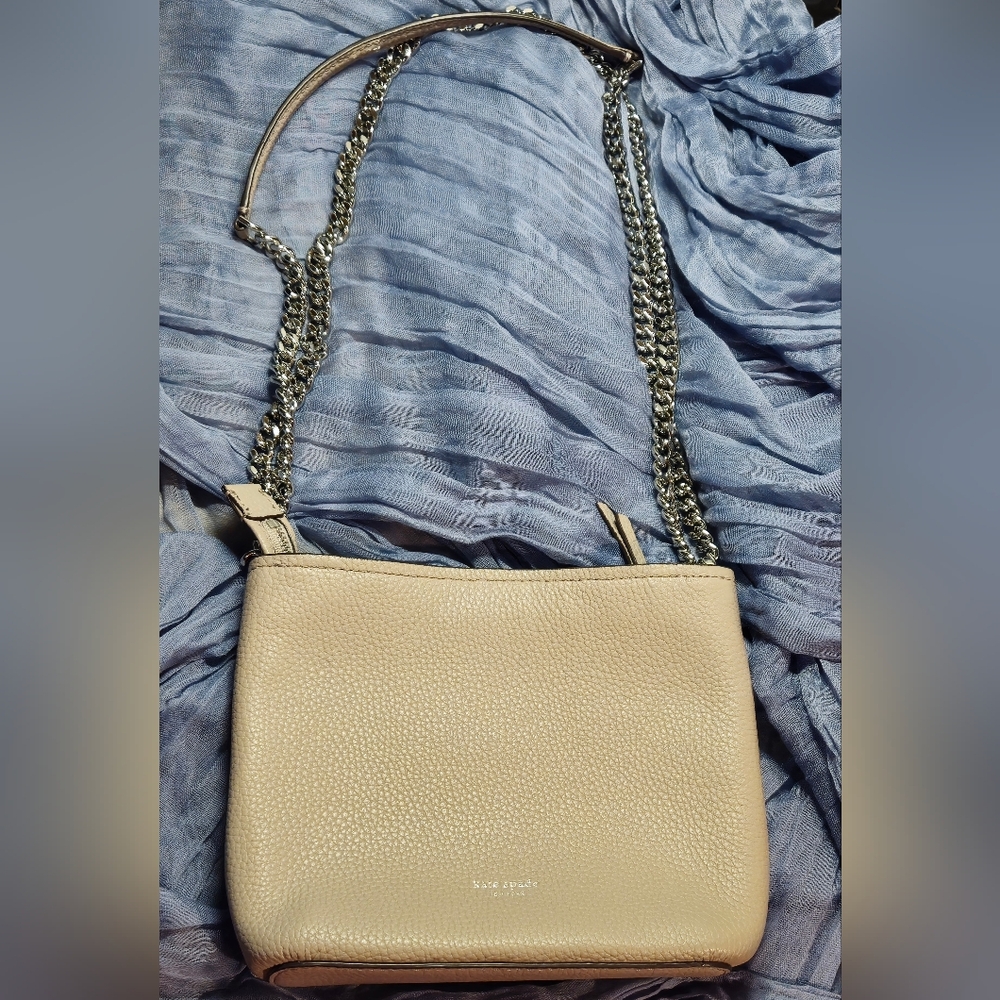 Kate Spade New York: Sm Polly Convertible Crossbody Chain Strap Purse Taupe Gray - Picture 2 of 10